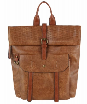 Fashion Buckle Flap Backpack CJF080 BROWN